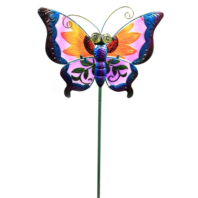 Home & Garden 31.0" Purple Floral Butterfly Stake Spring Yard Decor Regal Art & Gift  -  Decorative Garden Stakes