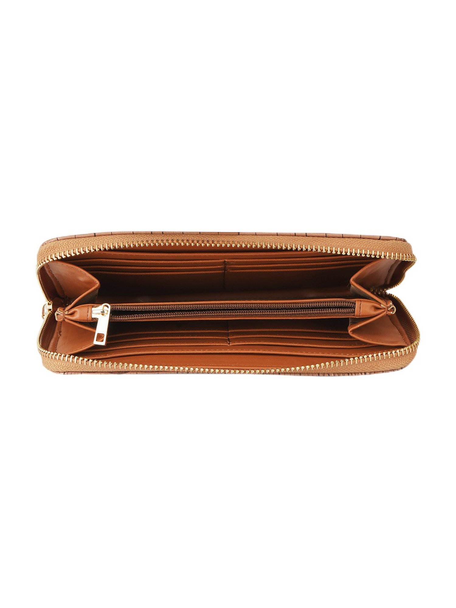 Carlton London Tan Textured Small Zip around Wallet for Women