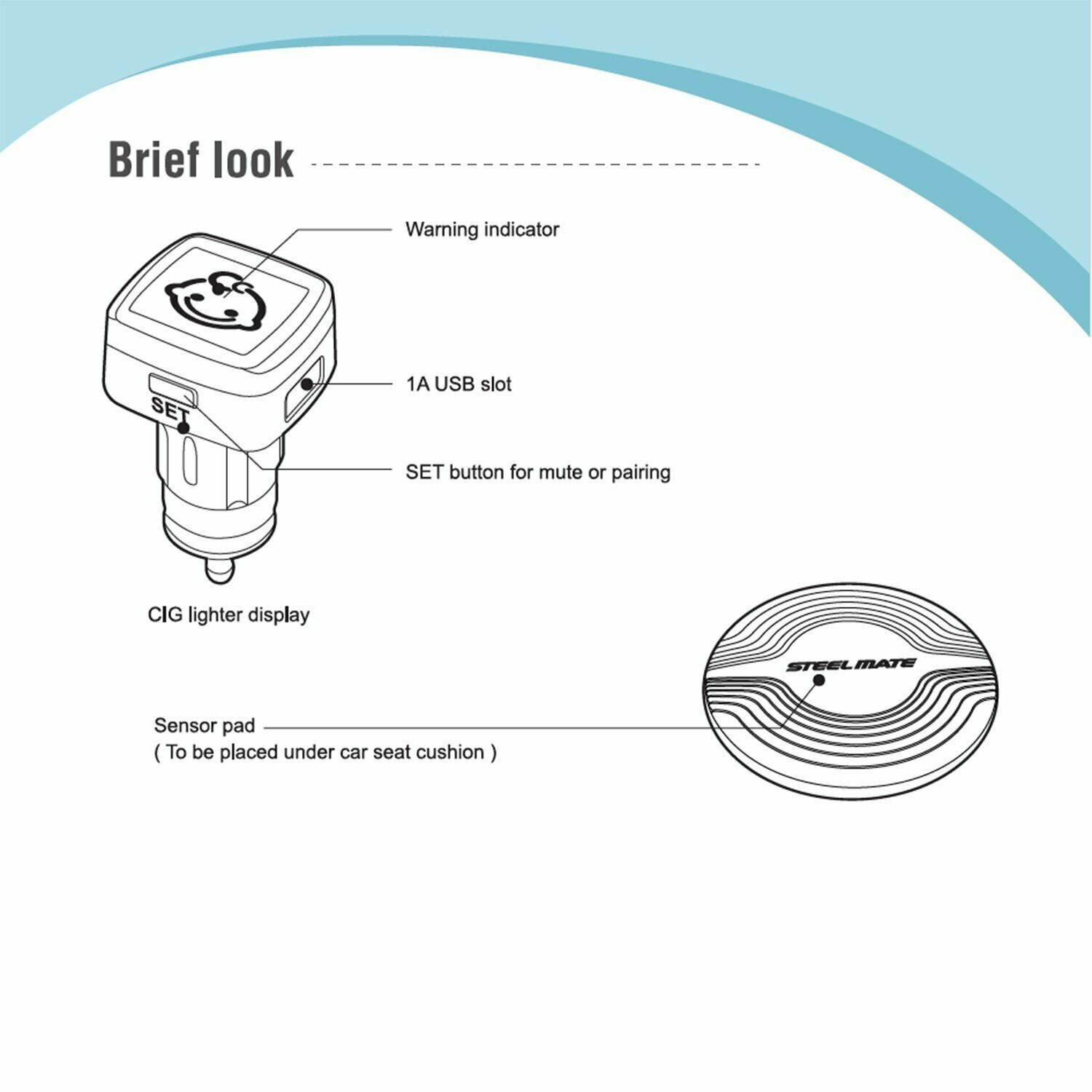 1 PCS   Car Baby Seat Sensor Pad Alarm System Warning Light Sound USB