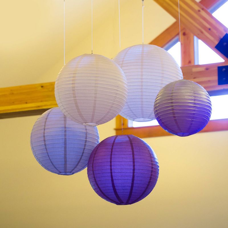 6ct 12" 14" 16" Multi Size Paper Lanterns Purple