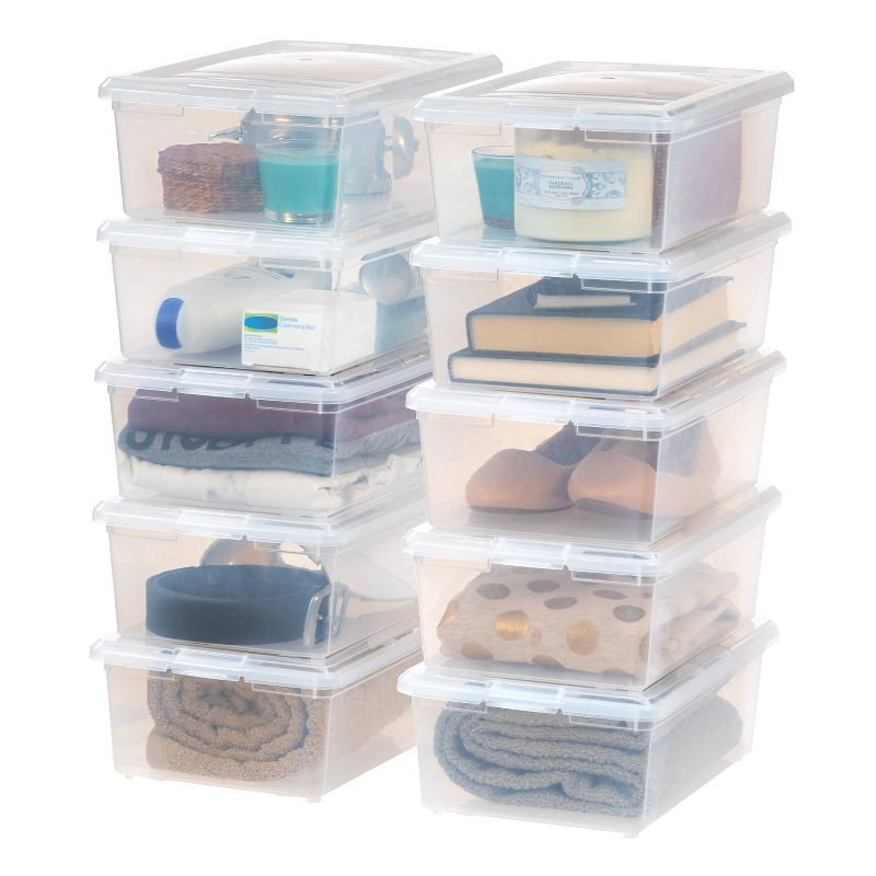 Homz 64 Quart Secured Seal Latch Extra Large Single Clear Stackable Storage Container Tote with Blue Lid for Home, Garage, or Basement (2 Pack)