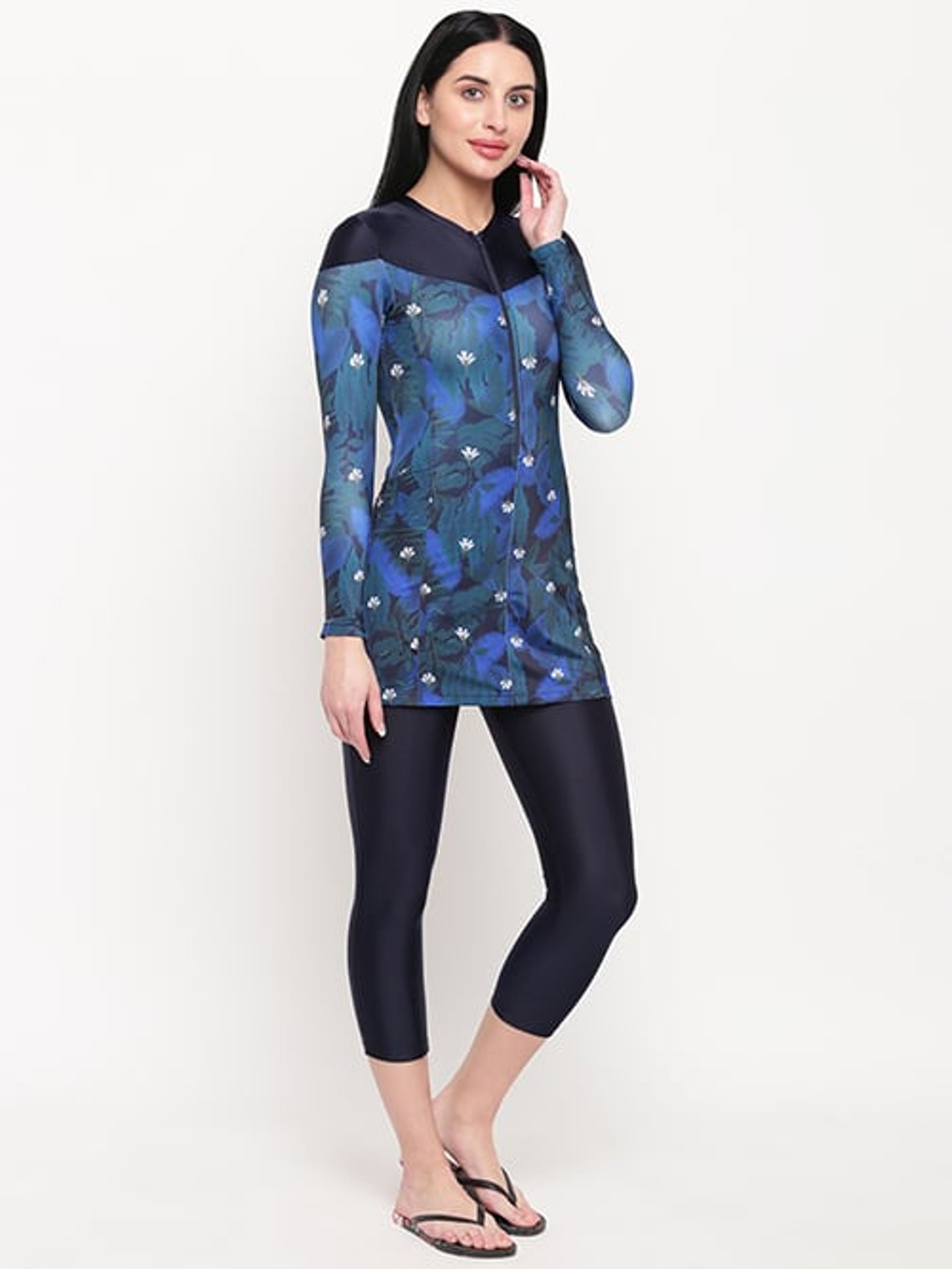 IO Navy Floral Print Swimsuit