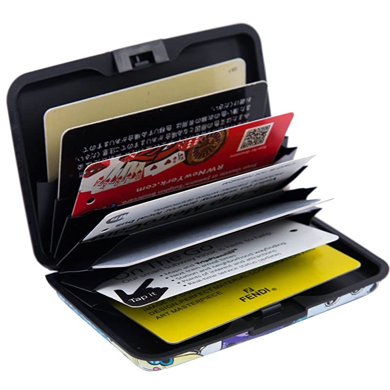 Mini RFID Aluminum Wallet Credit Cards Holder Business Card Case Metal ID Case for Men Women Color cat