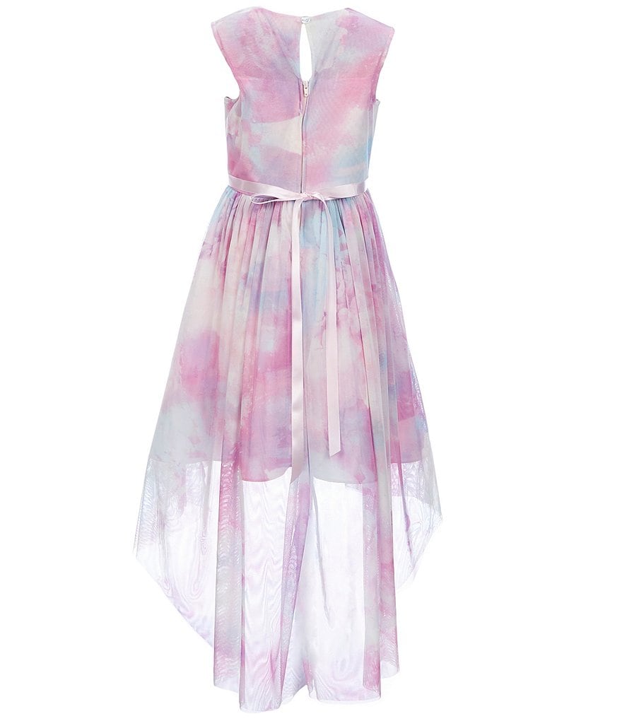 Rare Editions Big Girls 7-16 Illusion Tie-Dye Mesh Hi-Low Dress