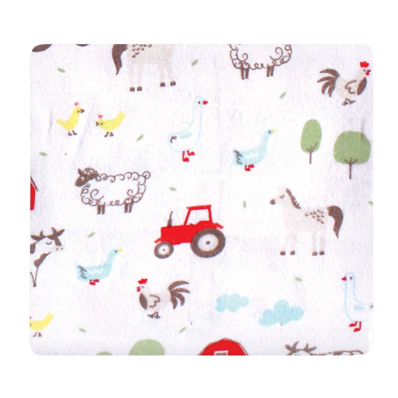 Hudson Baby Infant Boy Cotton Flannel Receiving Blankets Bundle, Boy Farm Animals, One Size