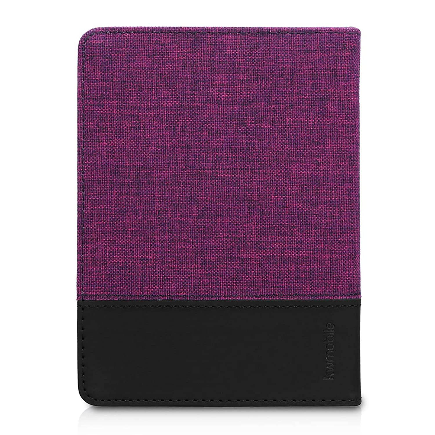 kwmobile Case Compatible with Kobo Clara HD - PU Leather and Canvas e-Reader Cover - Violet/Black