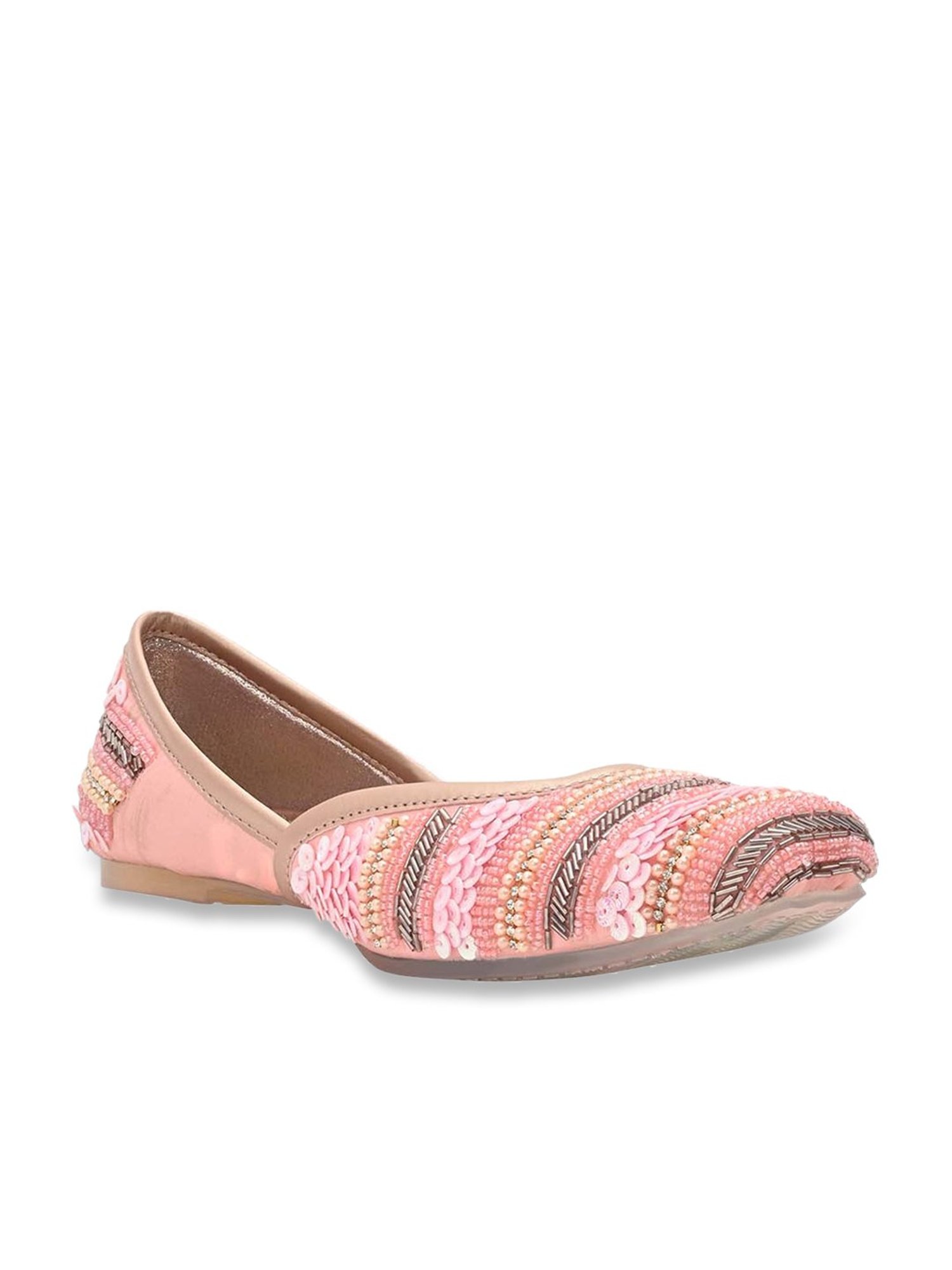 Jove Women's Pink Ethnic Juttis