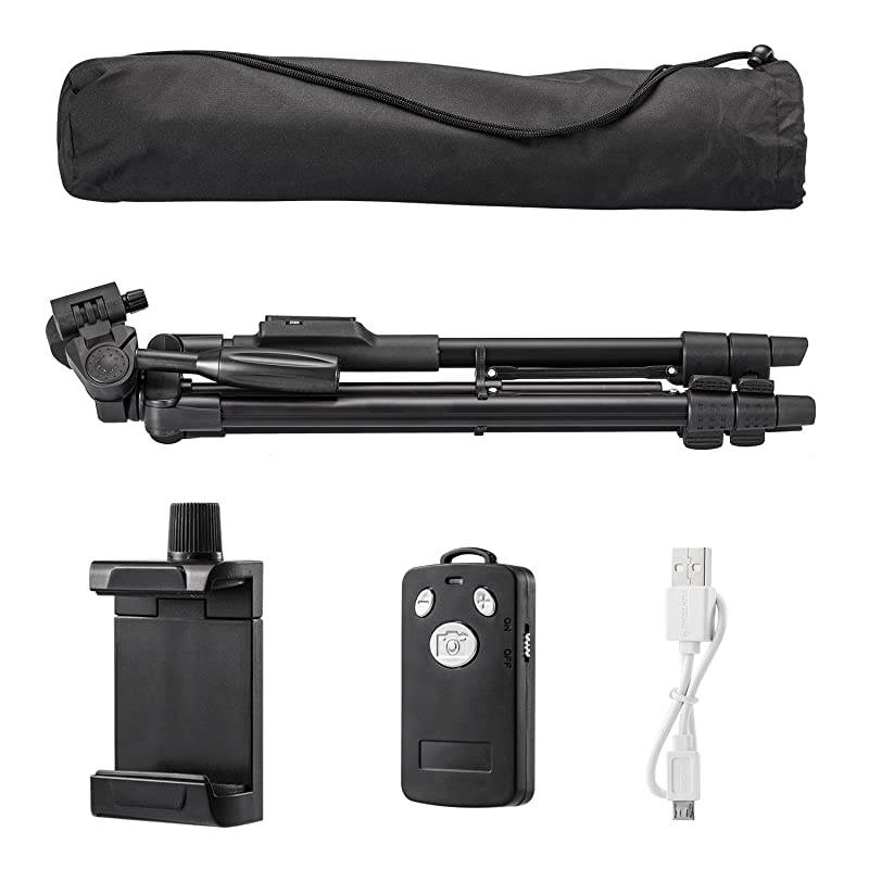 Tripod 50 Inch Aluminum Tripod Video Tripod for Cellphone Camera Universal Tripod with Wireless Remote Compatible with iPhone XsXrX88 PlusSamsung GalaxyGoogleGoPro Hero