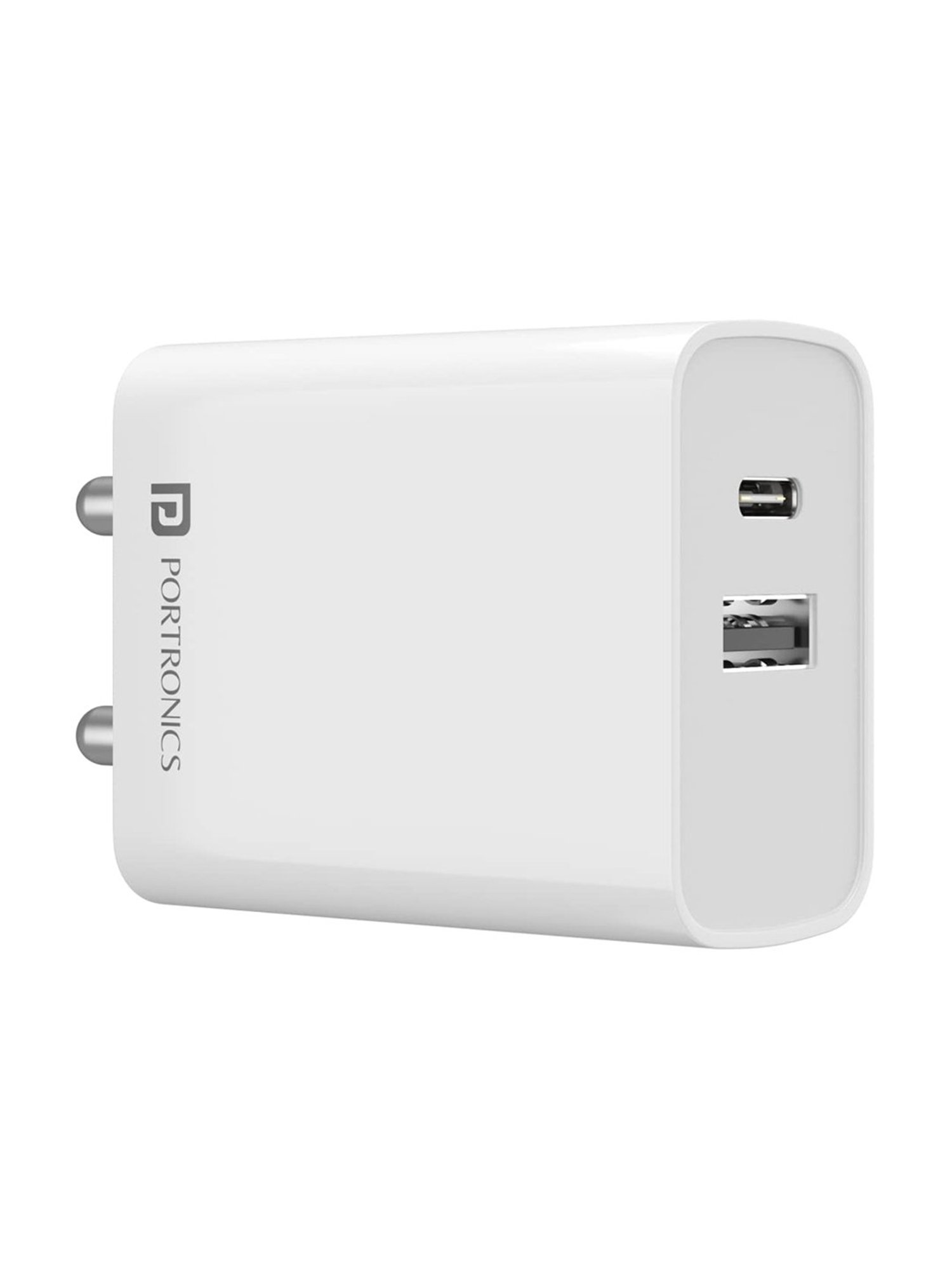 Portronics POR-1832 Adapto 70 33W Fast Adapter Charger with Dual Output (White)