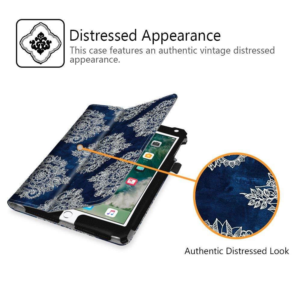 Fintie iPad 9.7 2018 / 2017, iPad Air 2, iPad Air Case - [Corner Protection] Premium Vegan Leather Folio Stand Cover, Auto Wake / Sleep for Apple iPad 6th / 5th Gen, iPad Air 1 / 2, Indigo Dreams