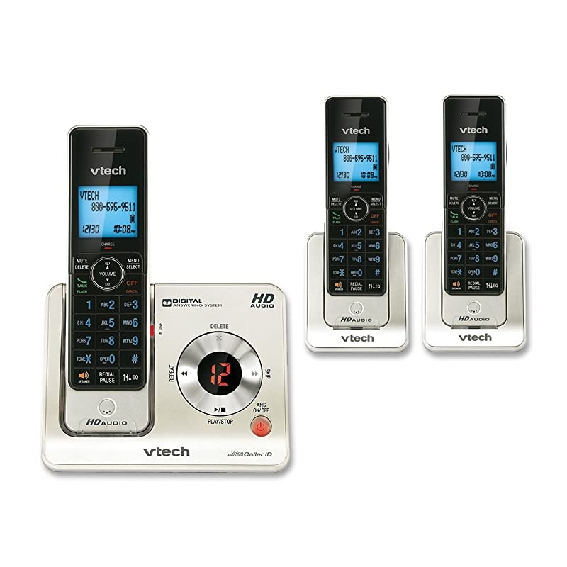 LS6425-3 DECT 6.0 Expandable Cordless Phone with Answering System and Caller ID/Call Waiting, Silver with 3 Handsets