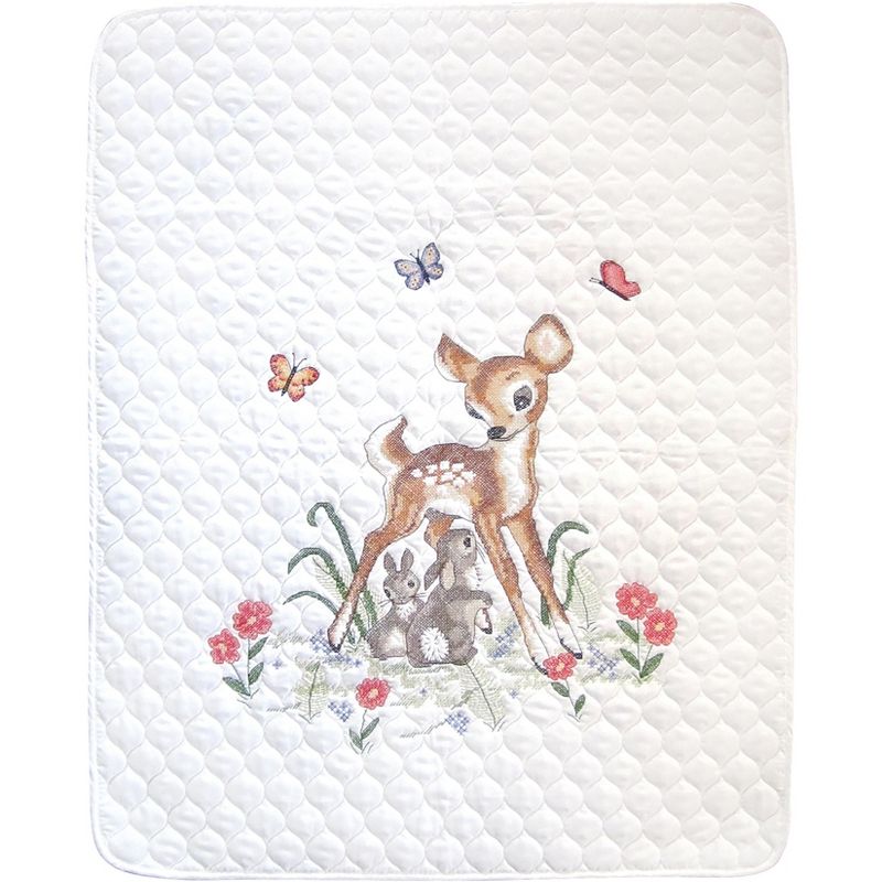 Janlynn Stamped Quilt Cross Stitch Kit 34"X43"-Baby Deer-Stitched In Floss