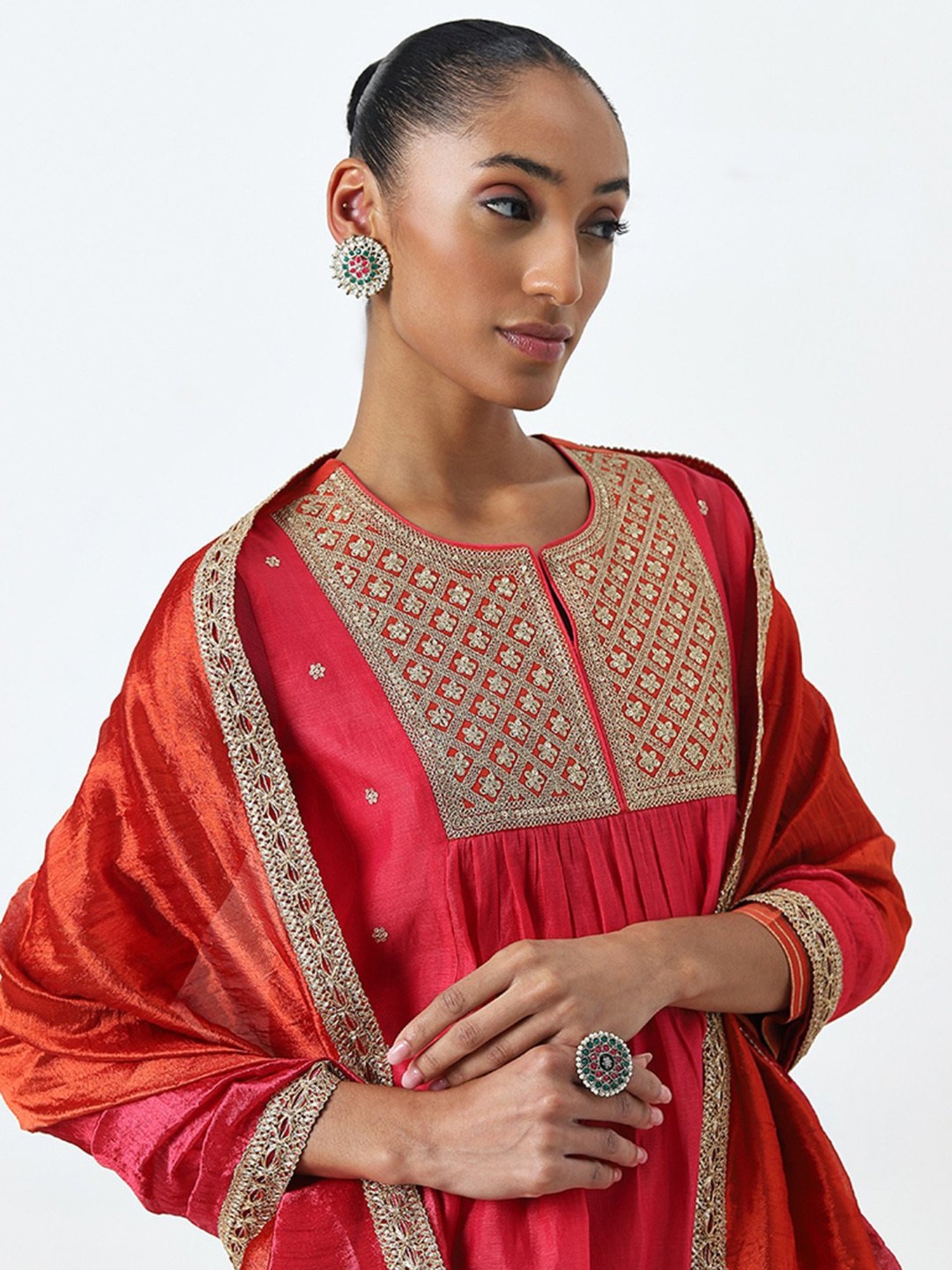 URBAN MYSTIC Black Rayon Embroidered Kurta & Sharara Set