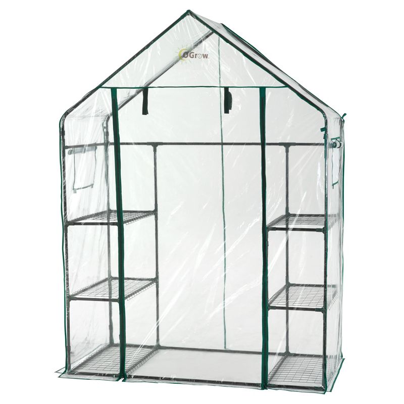 Deluxe Walk - In 3 Tier 6 Shelf Portable Greenhouse - Light Clear - Ogrow