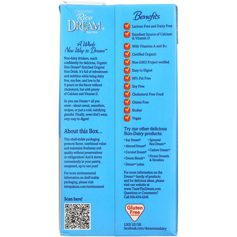 Rice Dream Organic Enriched Original Rice Non-Dairy Beverage - 64 fl oz