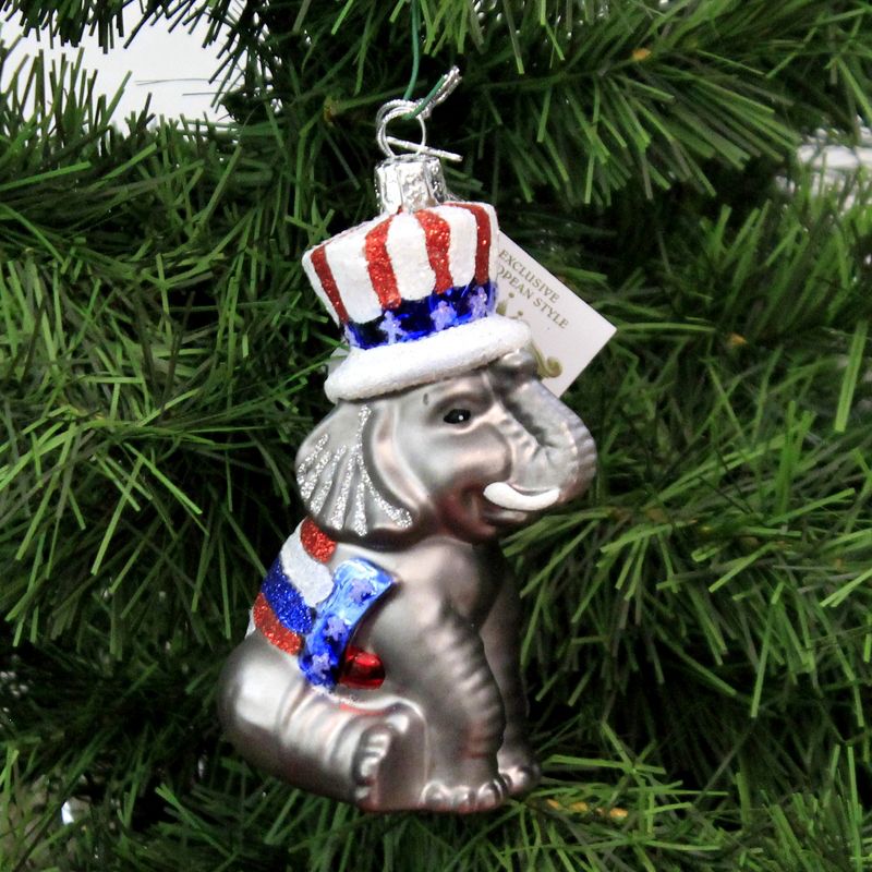 Noble Gems 4.25" Patriotic Elephant Uncle Sam Hat Ornament  -  Tree Ornaments