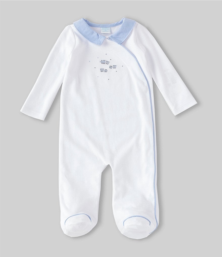 Edgehill Collection Treasures Baby Boys Preemie-6 Months Train-Embroidered Footed Coverall