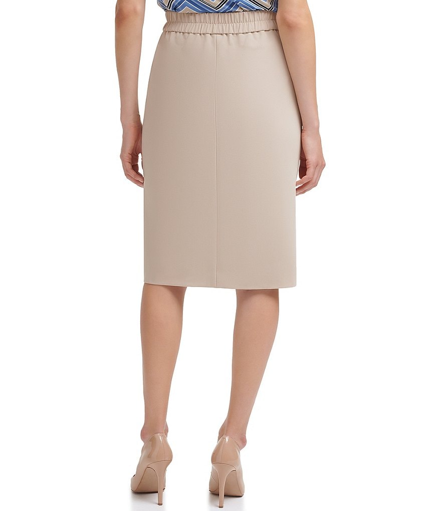 Tommy Hilfiger Twill Utility Tie Front Button Pencil Skirt