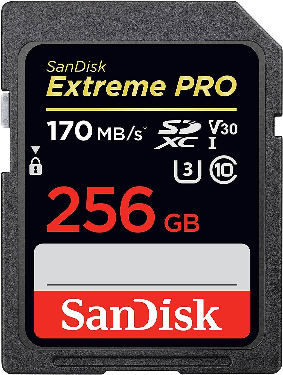 SanDisk 256GB Extreme PRO SDXC UHS-I Card - C10, U3, V30, 4K UHD, SD Card - SDSDXXY-256G-GN4IN