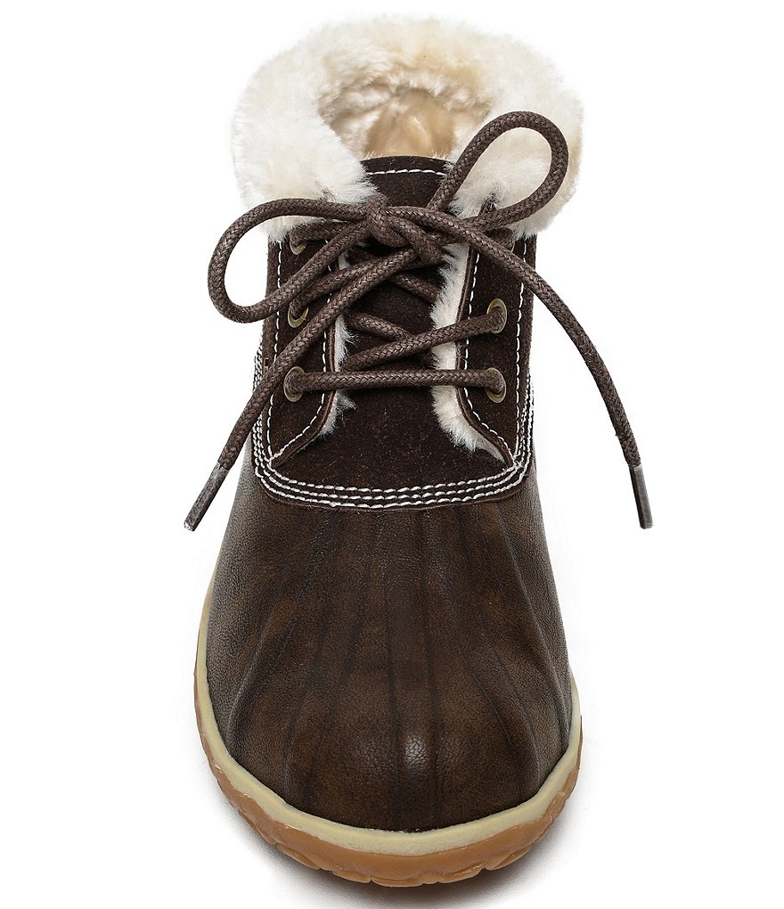 Minnetonka Women's Tega Water-Resistant Faux Fur Trim Ankle Booties