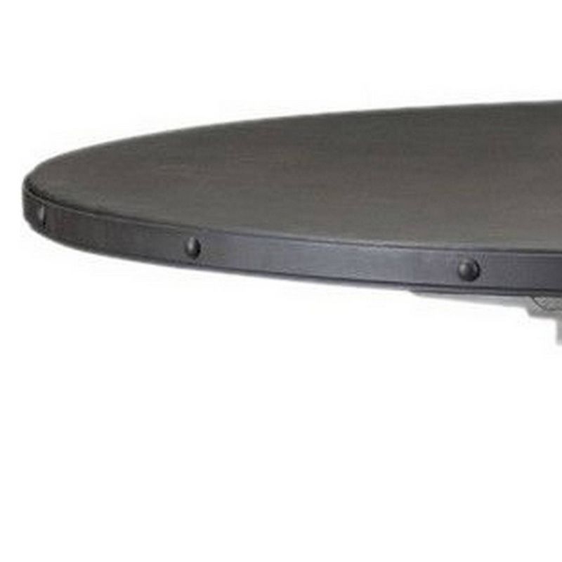 Round Dining Table with Pedestal Base Brown/Gray - Benzara