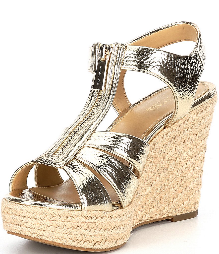 MICHAEL Michael Kors Berkley Metallic Leather Wedge Espadrilles