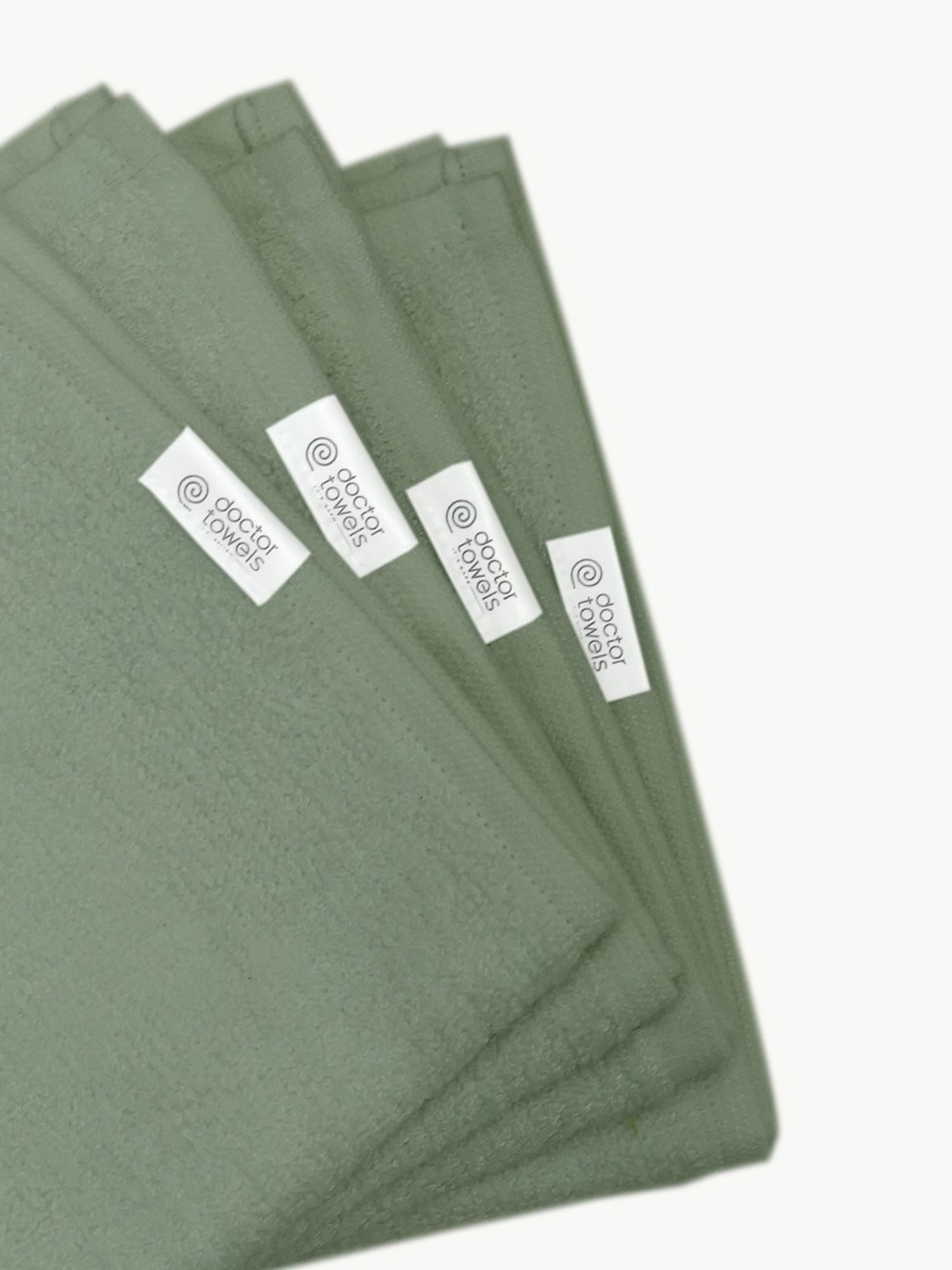 Doctor Towels Bamboo Terry Green 650 GSM Viscose Face Towel (Set of 4)