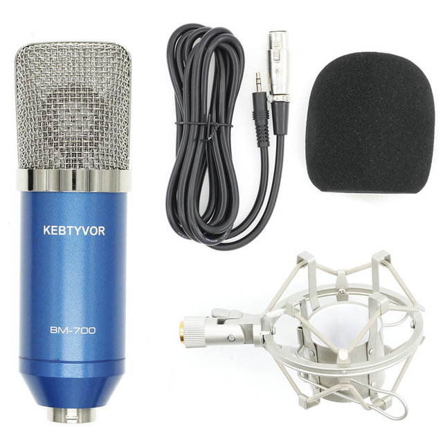 BM700 XLR Microphone Kit Professional Cardioid Studio Condenser Mic for Streaming Podcasting Gaming Vocal Recording