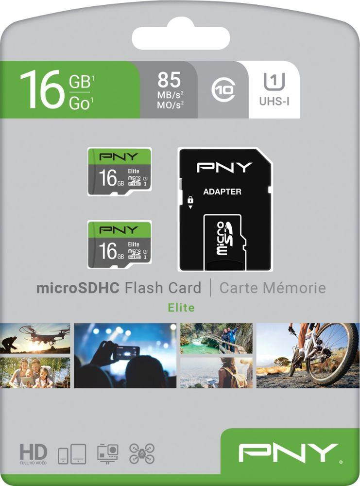 pny 16gb elite class 10 u1 microsdhc flash memory card 2pack psdu16gx2u185gwge