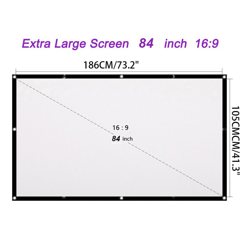 Portable Projector Screen 120 Inch 16:9 HD Folding Indoor Outdoor Movie Screen Gaming Office Home Cinema Projector Screen