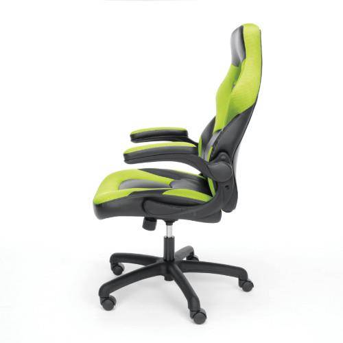 OFM Essentials Collection Racing Style Bonded Leather Gaming Chair, in Green (ESS-3085-GRN)
