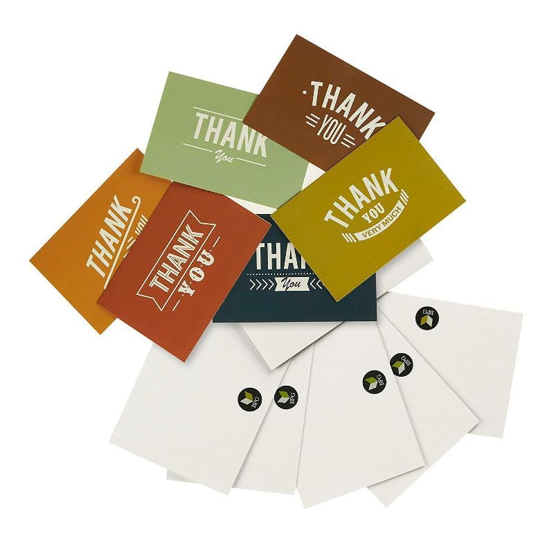 Pipilo Press 36-Pack Colorful Retro Pipilo Press Thank You Notes Greeting Cards with Envelopes Bulk Set 4x6 in
