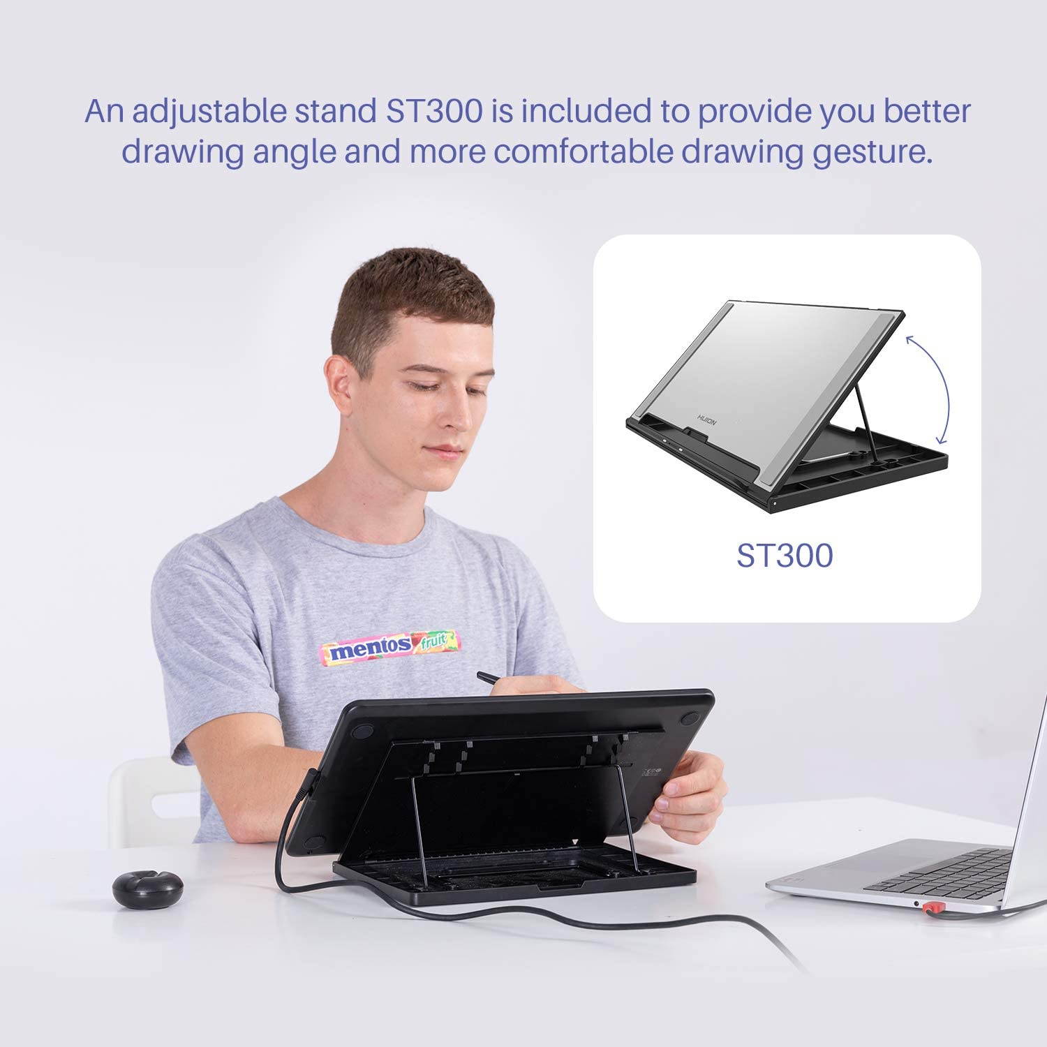 2020 HUION KAMVAS 13 Android Support Graphics Drawing Tablet Monitor with Full Laminated Screen Battery-Free Stylus 8192 Pressure Sensitivity Tilt 8 Express Keys Adjustable Stand -13.3inch, Purple