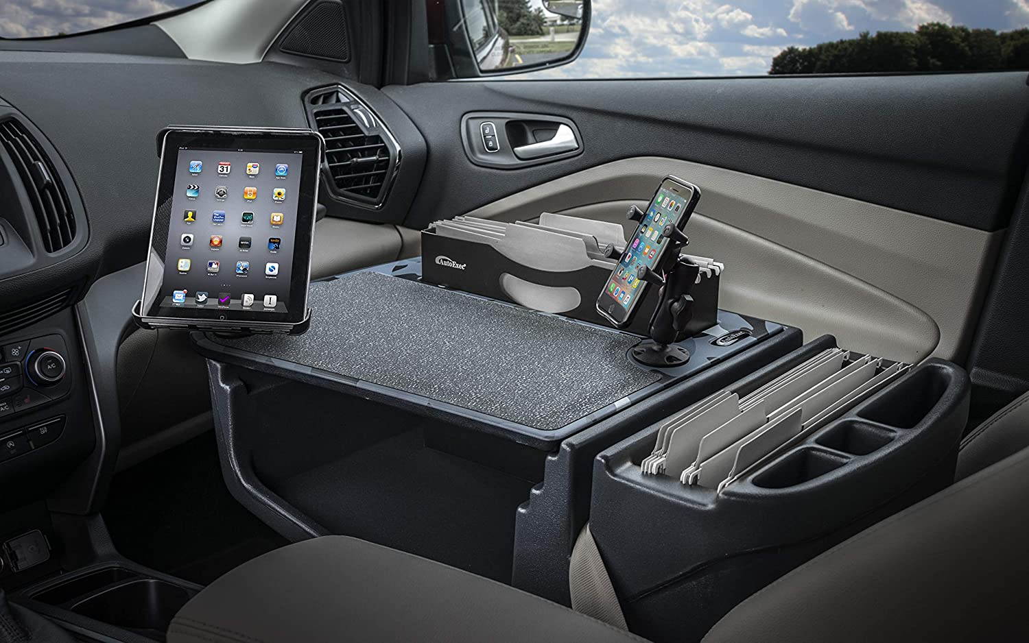 AutoExec AUE28059 Efficiency FileMaster Car Desk Urban Camouflage Finish with Built-in 200 Watt Power Inverter, Phone Mount, and Tablet Mount (Older Finish)
AESFile-03 Tablet UC