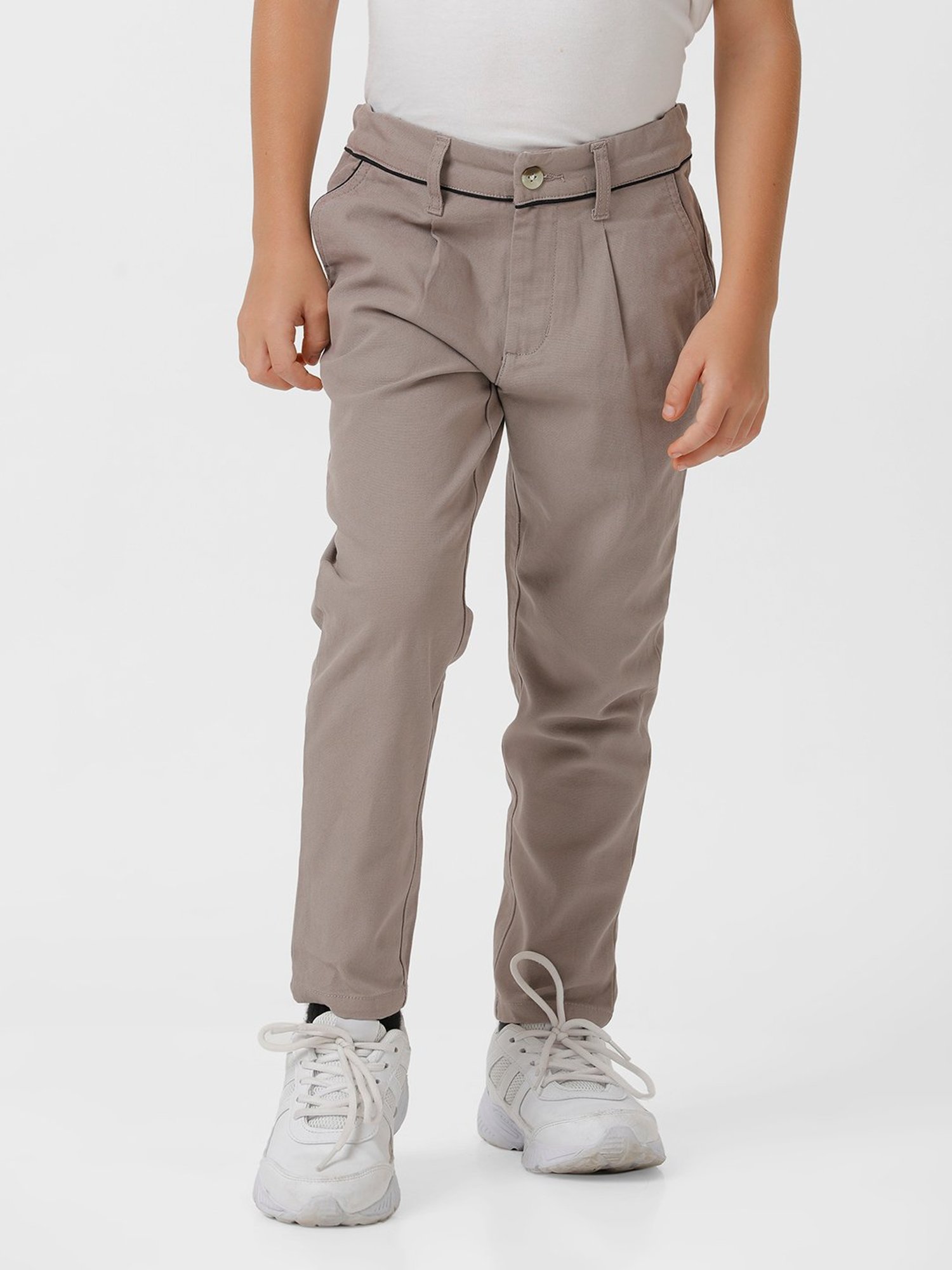 Kate & Oscar Boys Brown Solid Trousers