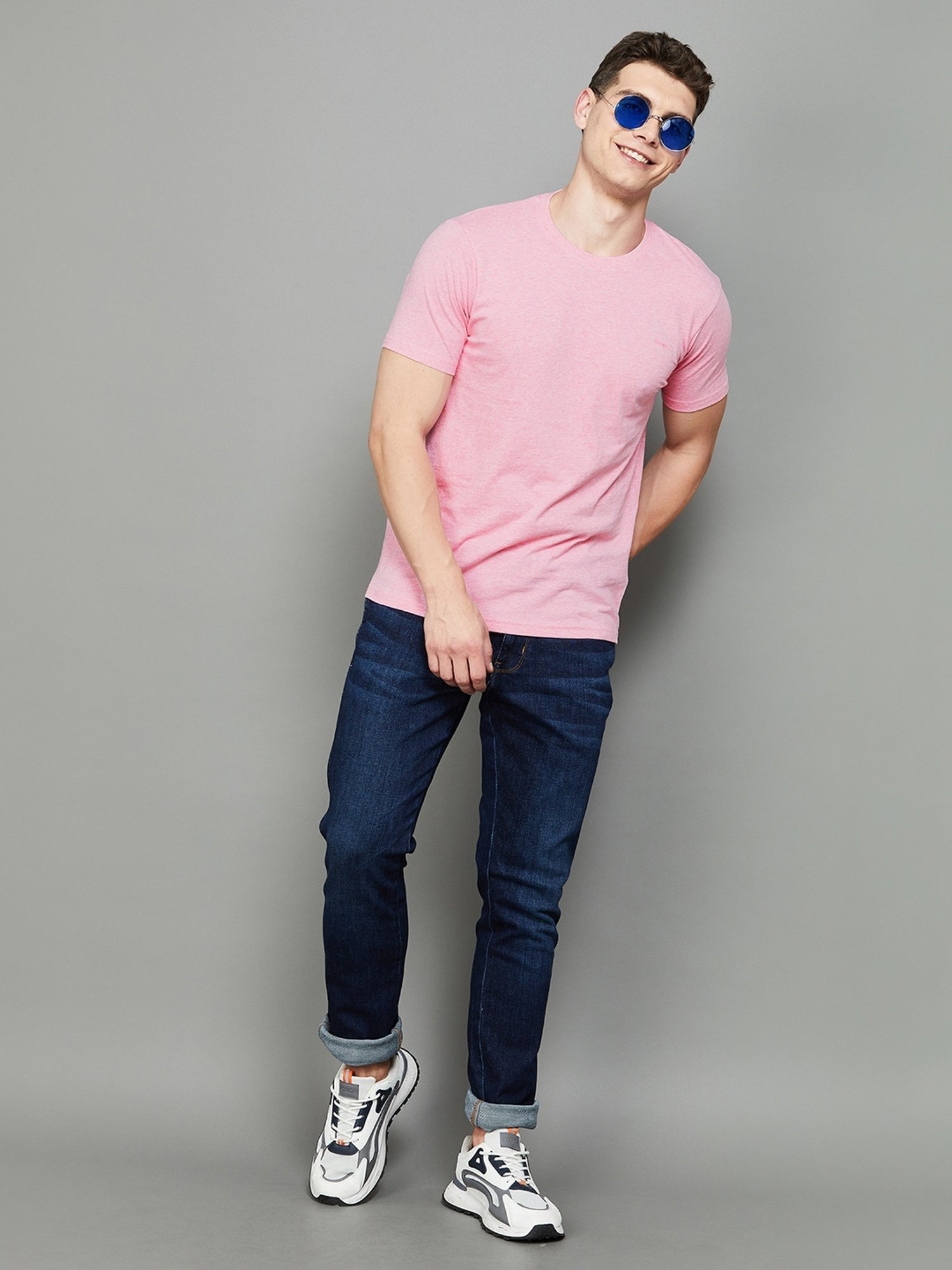 BOSSINI Pink Cotton Regular Fit T-Shirt