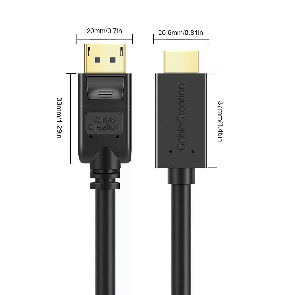 Active DP to HDMI, CableCreation 10ft DisplayPort to HDMI Cable, Support Eyefinity Multi-Screen, 4K & 3D Audio/Video Converter, 3M / Black