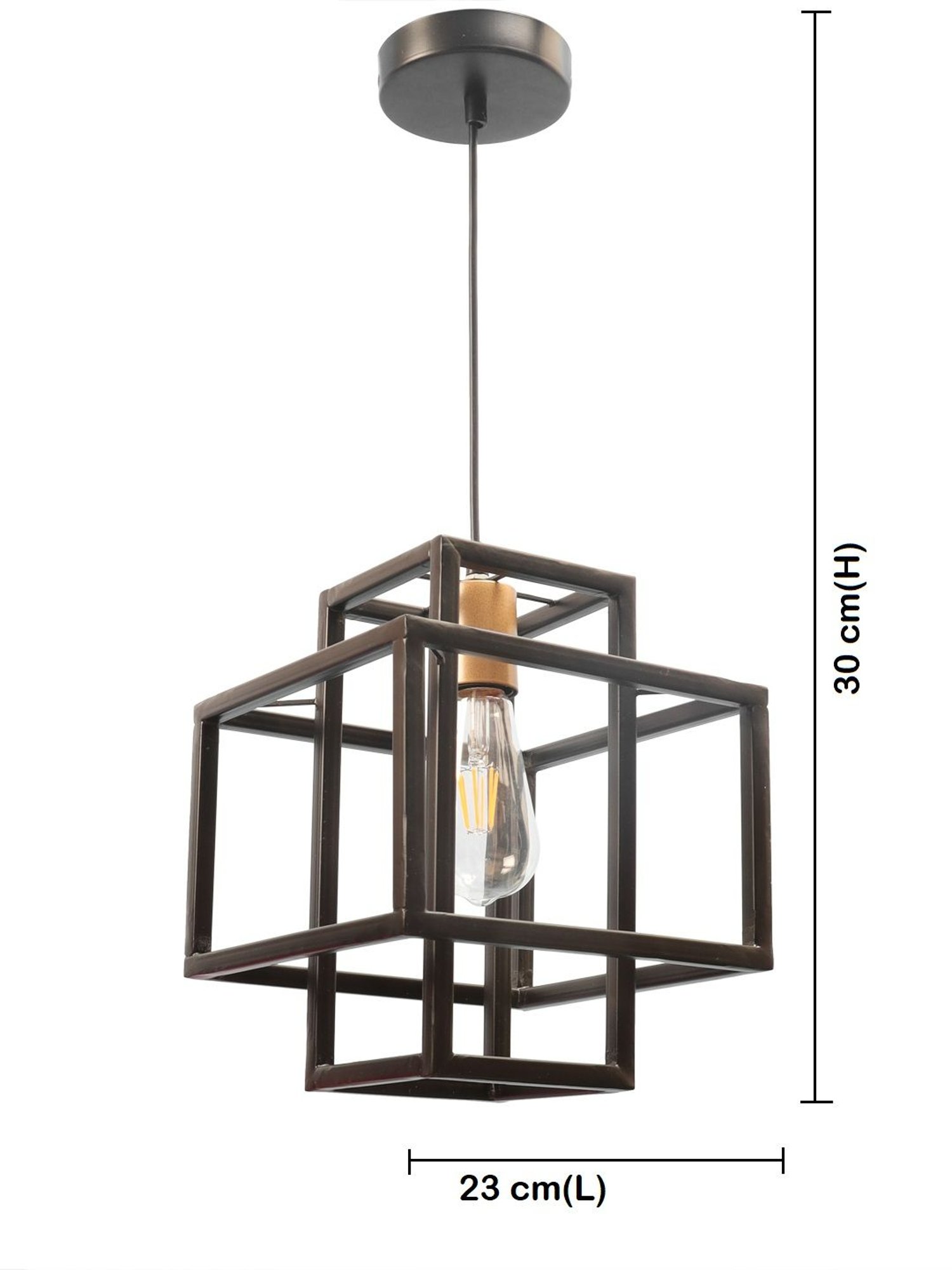 Tayhaa Cuboidal Cage Ceiling Lamp in Black