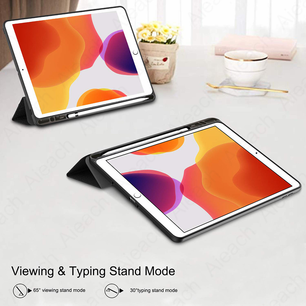 For iPad 10.2 2019 Case Soft TPU Tablet Cover with Pencil Holder Smart Funda Capa