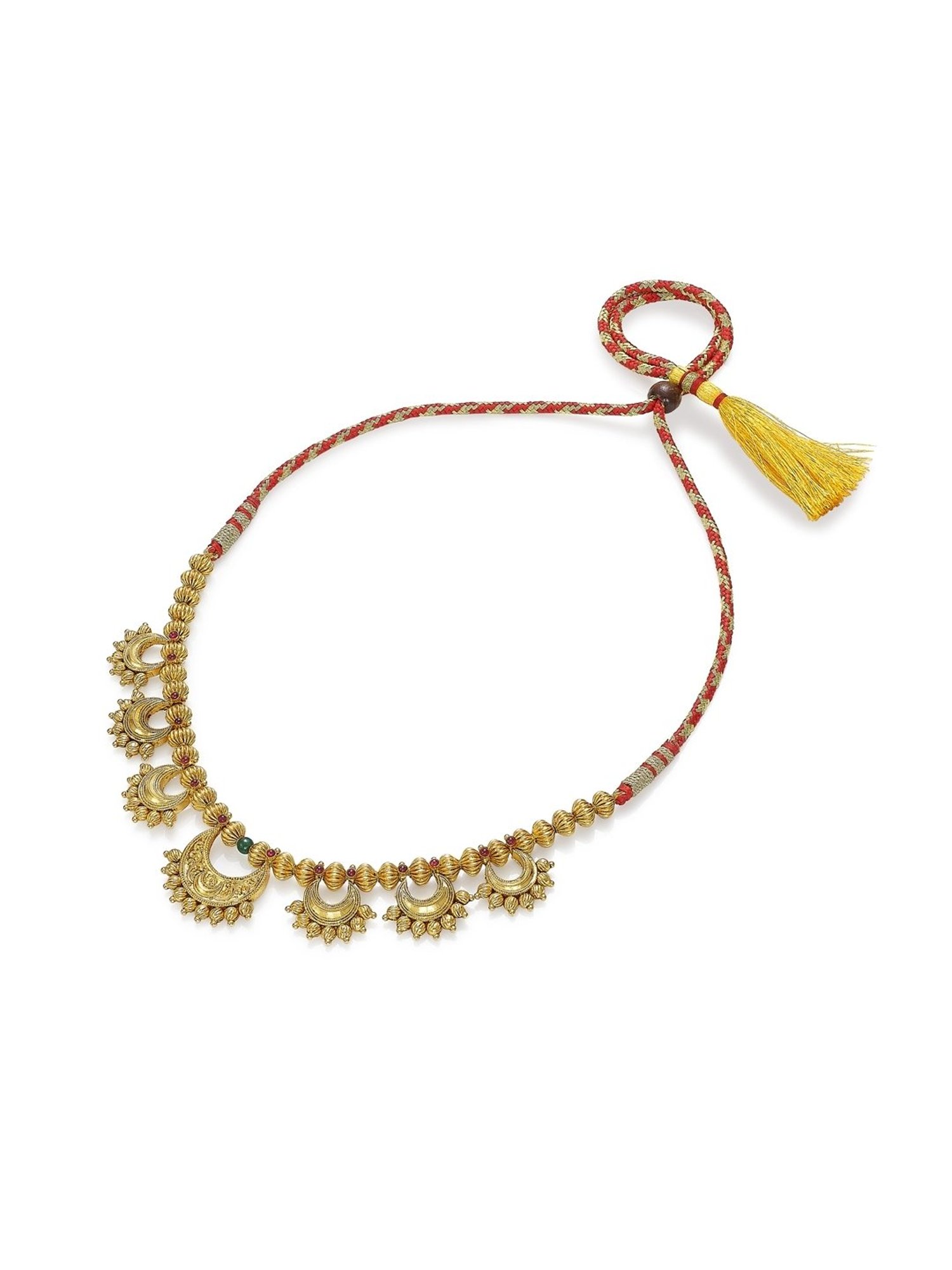 CKC Repouss&iquest; Work Rudraksha Gold Extender Neck Chain: Spiritual Elegance