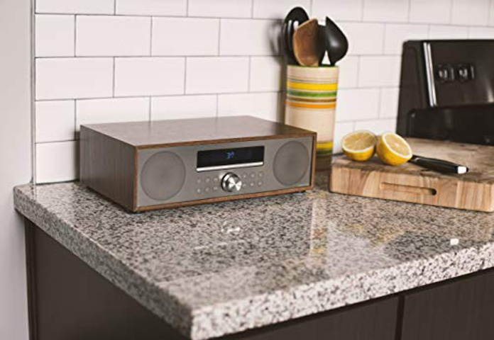 Crosley CR3501A-WA Fleetwood Bluetooth FM Clock Radio and CD Player, Walnut