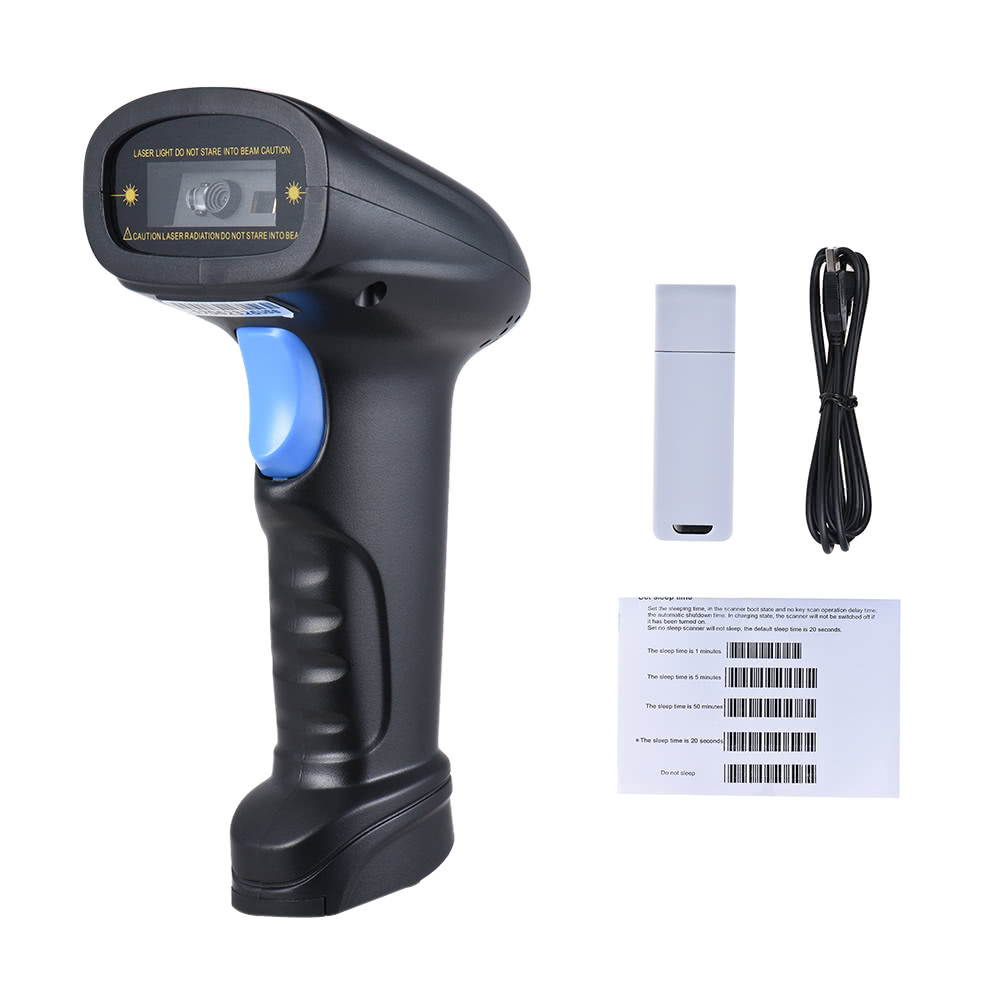 Handheld 2.4G Wireless 1D/2D/QR Barcode Scanner Bar Code Reader with USB Receiver 2100 Code Storage Capacity for POS PC Android IOS