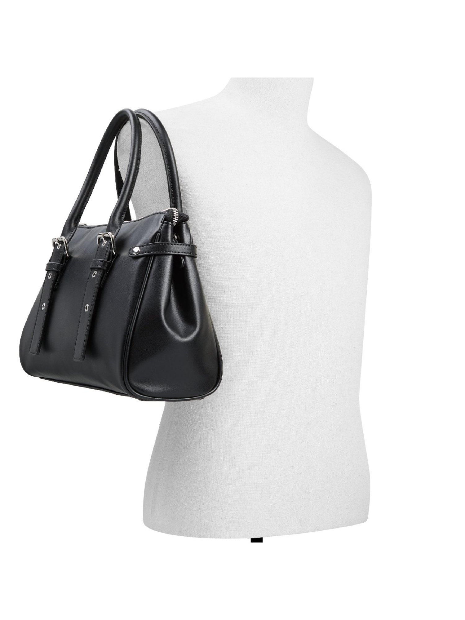 Call It Spring Black Solid Large Satchel Handbag