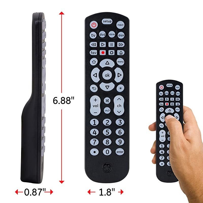 Backlit Universal Remote Control for Samsung, Vizio, LG, Sony, Sharp, Roku, Apple TV, TCL, Panasonic, Smart TV, Streaming Players, Blu-Ray, DVD, 4-Device, Black, 40081