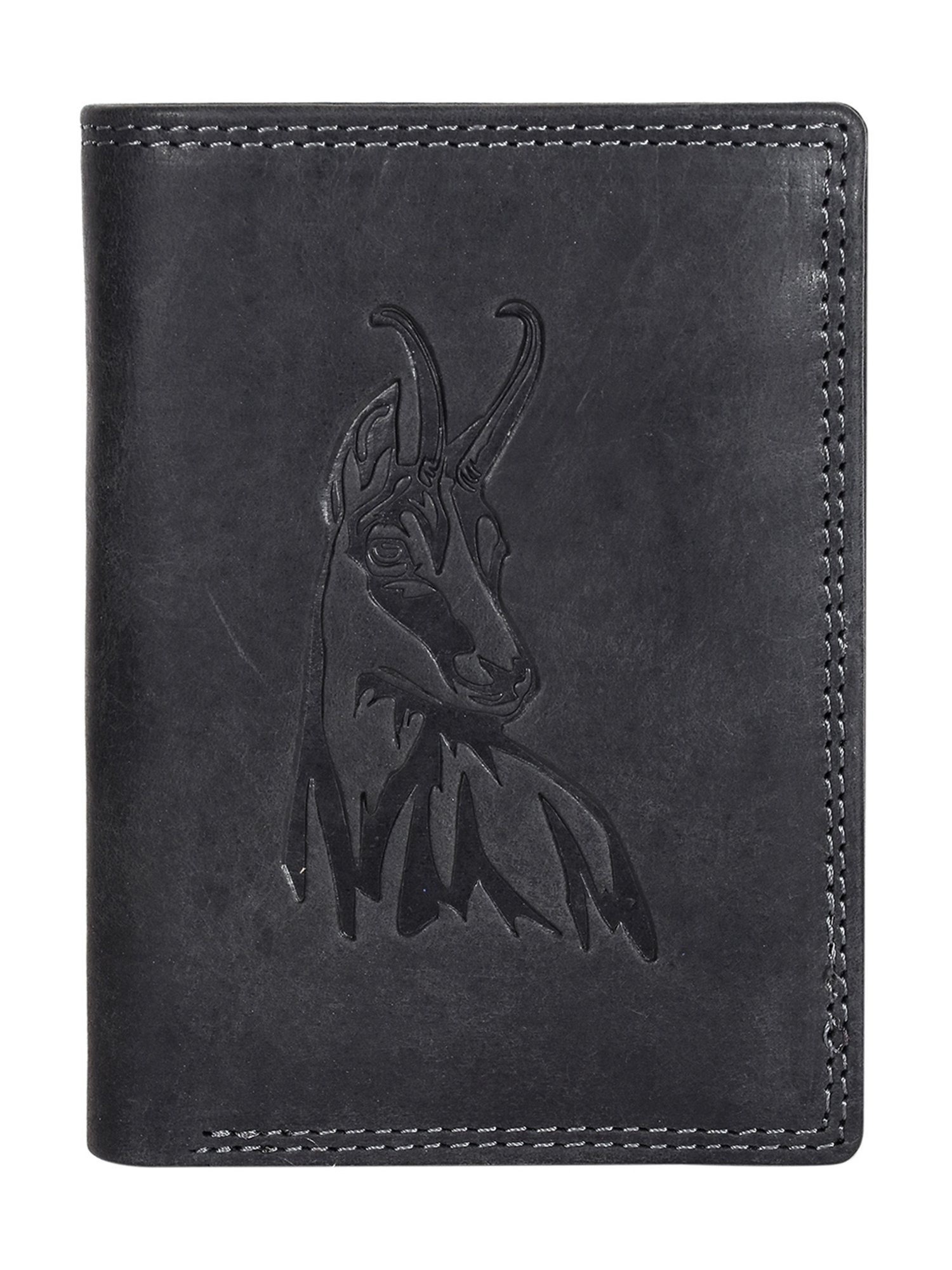 SASSORA Black ARLO Textured Small Leather Bi-Fold Wallet