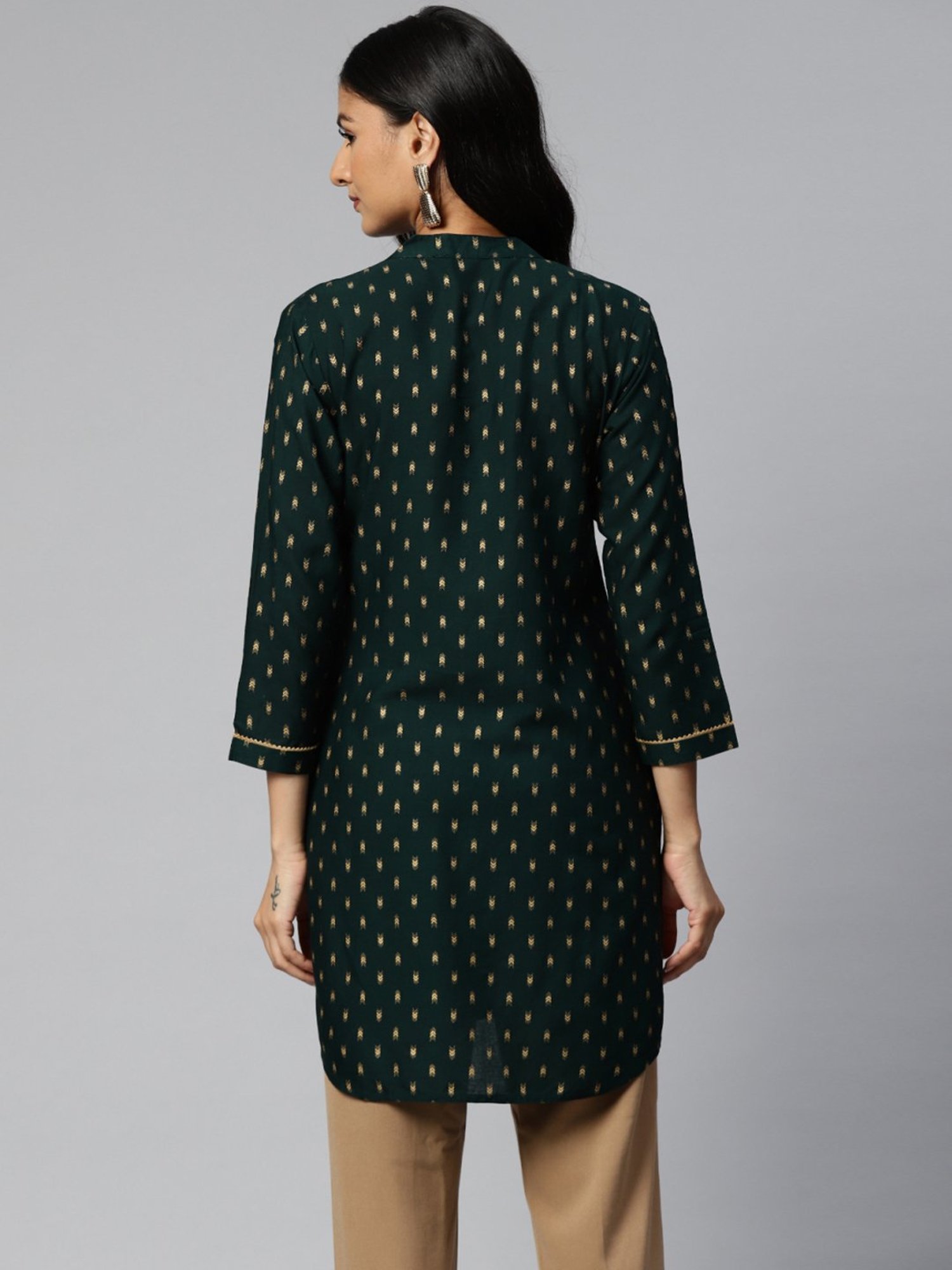 HIGHLIGHT FASHION EXPORT Green Printed Straight Kurti