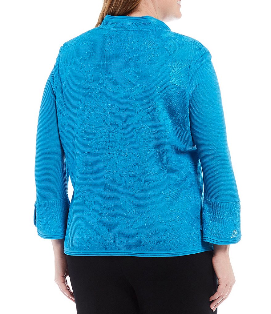 Ali Miles Plus Size Mixed Animal Print Open-Front Drop Needle Onion Skin Jacket