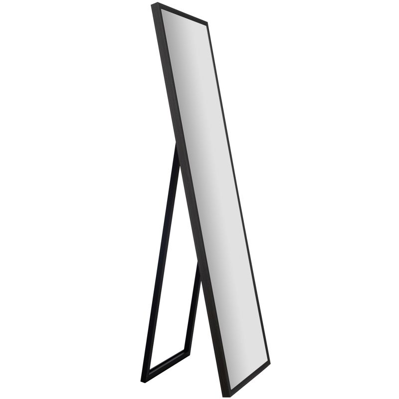 16"x57" Framed Floor Free Standing Mirror with Easel Gray - Gallery Solutions