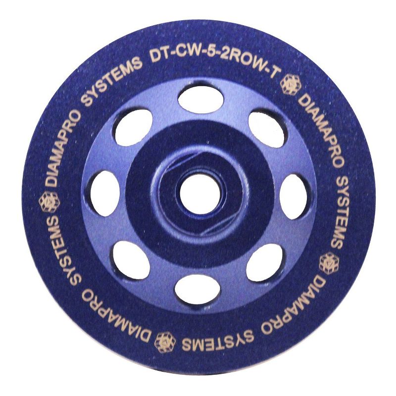 DiamaPro Systems DT-CW-5-2ROW-T Threaded 5 Inch Double Row Diamond Abrasive Concrete Grinding Cup Wheel Tool for Drains, and Preparation (2 Pack)