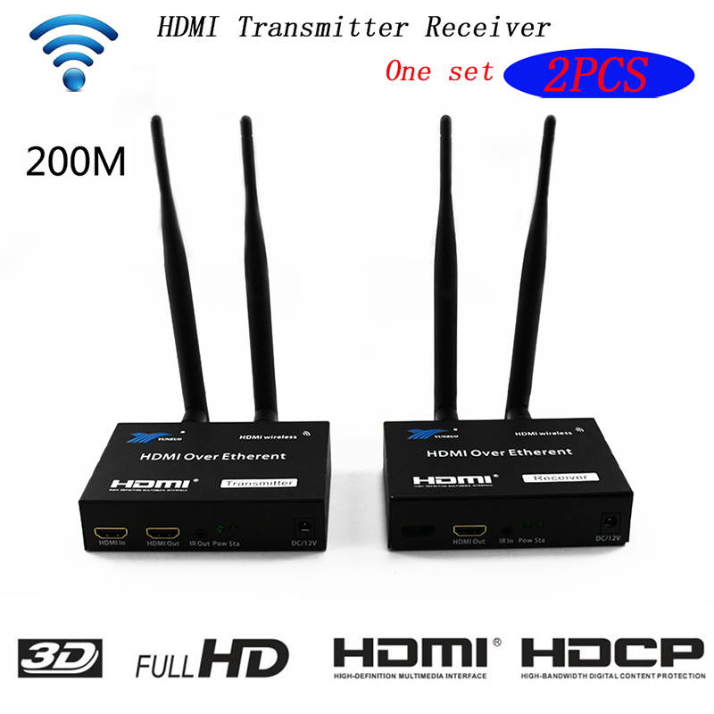 2.4G/5GHz Wireless Transmission HDMI Extender Transmitter Receiver Video Converter 200M (656FT) Wireless Wifi HDMI Sender DVD PC to TV